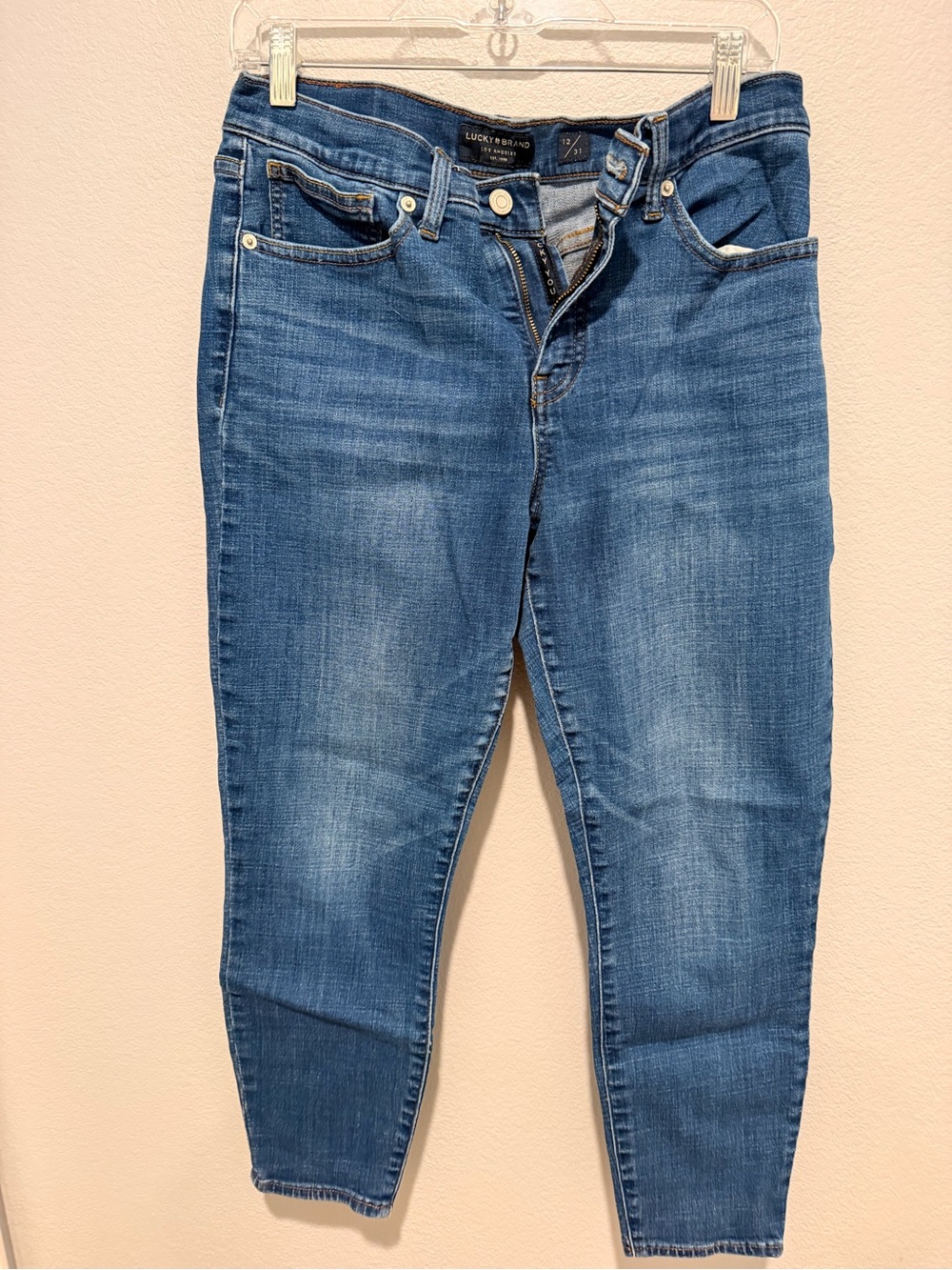 Lucky Brand Ava Mid Rise Women's Medium Blue Cropped Skinny Jeans size 12/31
